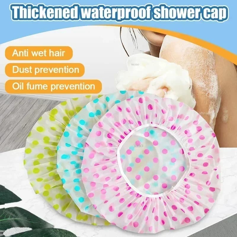 1/5 pcs women waterproof shower head large elastic band reusable Bashroom Cap fashion wave point shower hat bathroom accessories