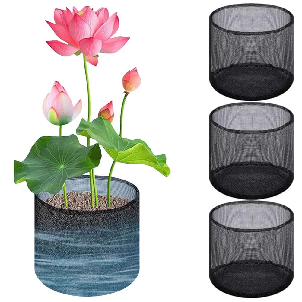 4 baskets for tin plants, bags for planting water pond, jars for lily plants (round)