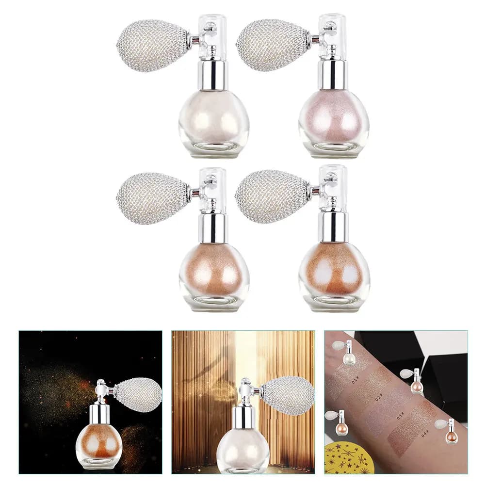 Set di 4 Spray Illuminanti per il Corpo, Polvere Glitter per Capelli, Viso, Occhi, Trucco per Feste, Matrimoni, Spettacoli e Balli di Gala