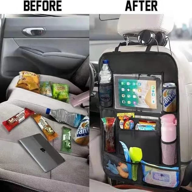 Multipurpose Car Storage Bag with Touch Screen Tablet Pocket, Oxford Fabric Multifunction Organizer for Car