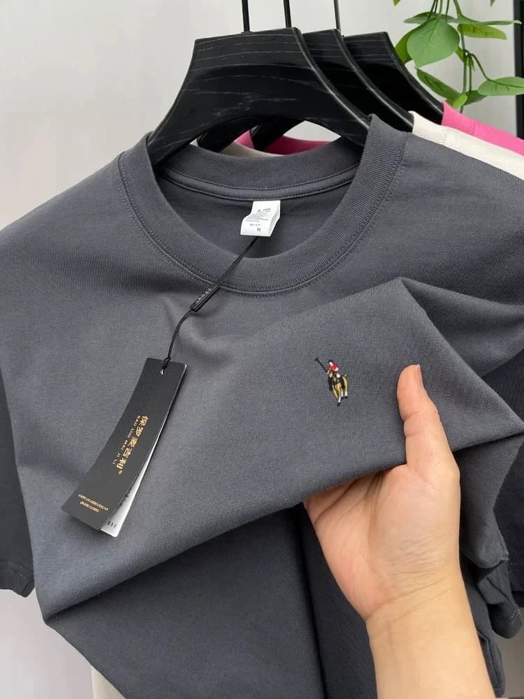 T-shirt di lusso da uomo in cotone 100% di alta gamma, a maniche corte, con ricamo Paul Pony, nuova collezione estiva, traspirante, casual, ideale per il golf.