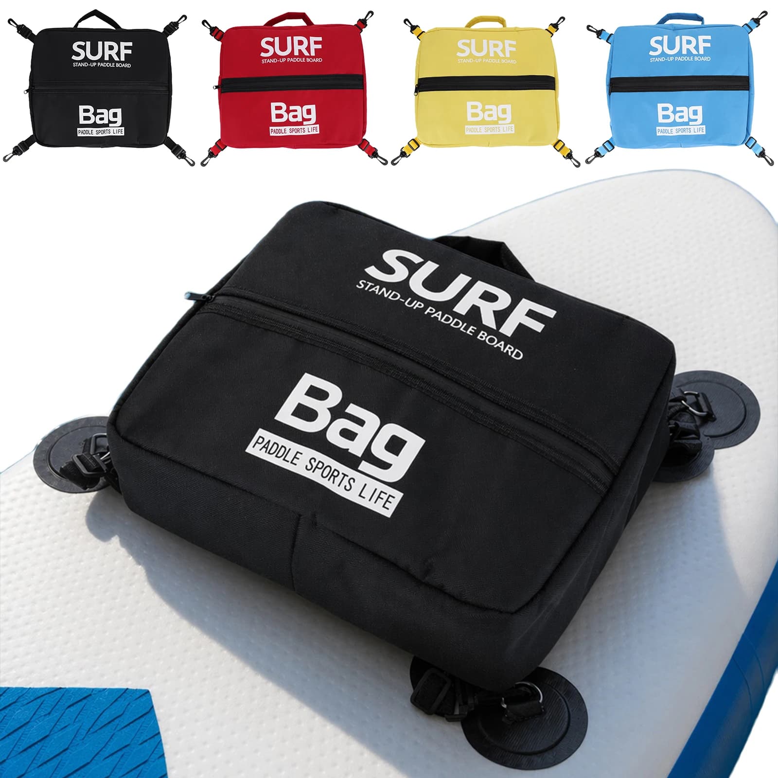 Oxford Kayak Paddle Board Deck Bag Sealed Zipper Pocket Organizer with Fixing Buckle Paddle Board Storage Bags Surfing Equipment