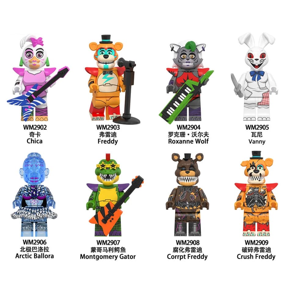 Mini Mattoncini Assemblabili FNAF Nights Game Figure, Mini Action Figure, Blocchi da Costruzione, Giocattoli Thriller con Scheletro, Regalo per Bambini, Mould King