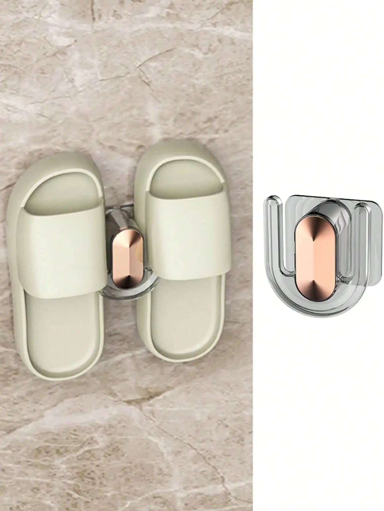1 porta-pantofole da parete, mensola da bagno, porta-oggetti per scarpe, porta-pantofole da bagno, senza ganci o fori, grigio