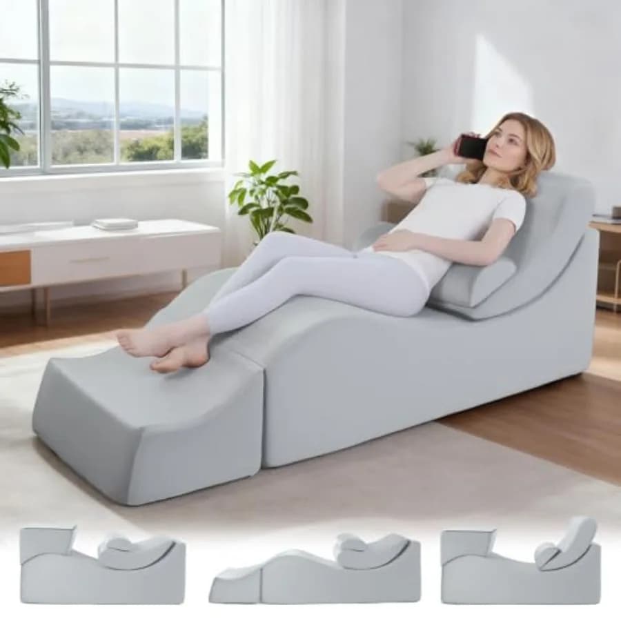 Chaise longue da yoga per interni per adulti Sedia da lettura ergonomica Poltrona reclinabile in schiuma multifunzionale per poggiapiedi regolabili nel soggiorno