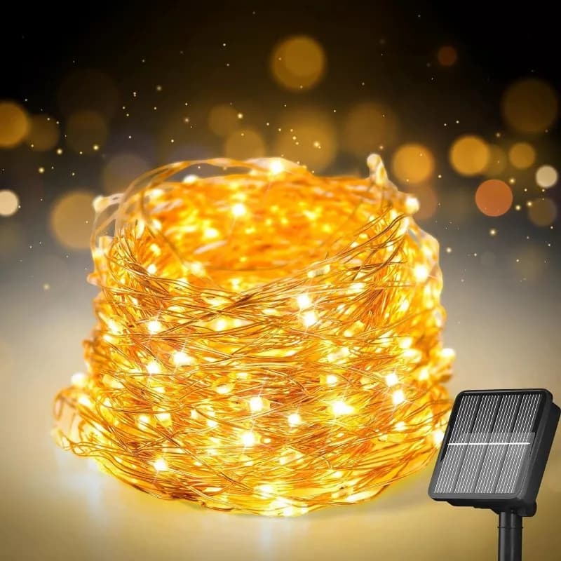 Luci a stringa solari a LED ultra lunghe in rame, impermeabili per esterni, decorazione natalizia, luci fatate per giardino, feste e matrimoni