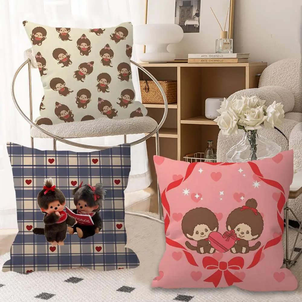 Cartoon M-M-Monchhichis Anime Cushion Cover Decorative Pillow Sofa Home Decor case pillow cases