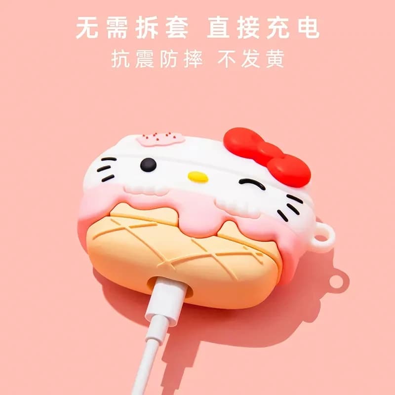 Cupcake gelato Kitty per Airpods 1 2 3 4 Pro Pro 2 Custodia per auricolari in silicone Accessori Cover