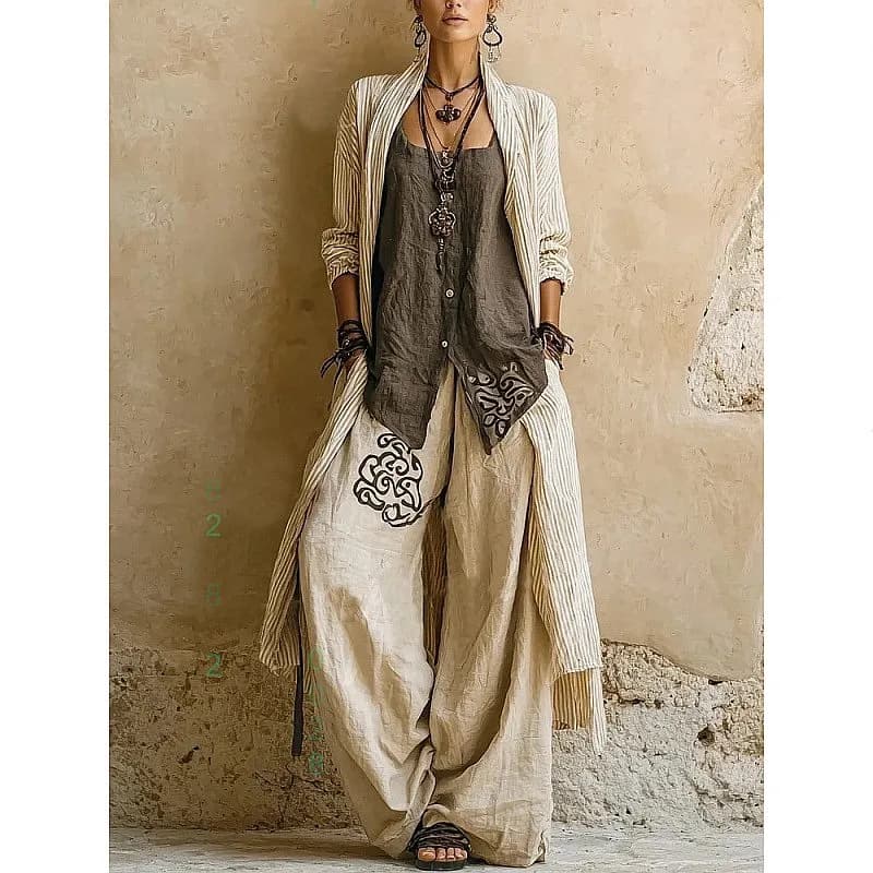 Cozy Loungewear Sets for Women 3 Piece Matching Set Loose Long Robe Pajamas Sets Lounge Sets Spring Summer Casual Outfits