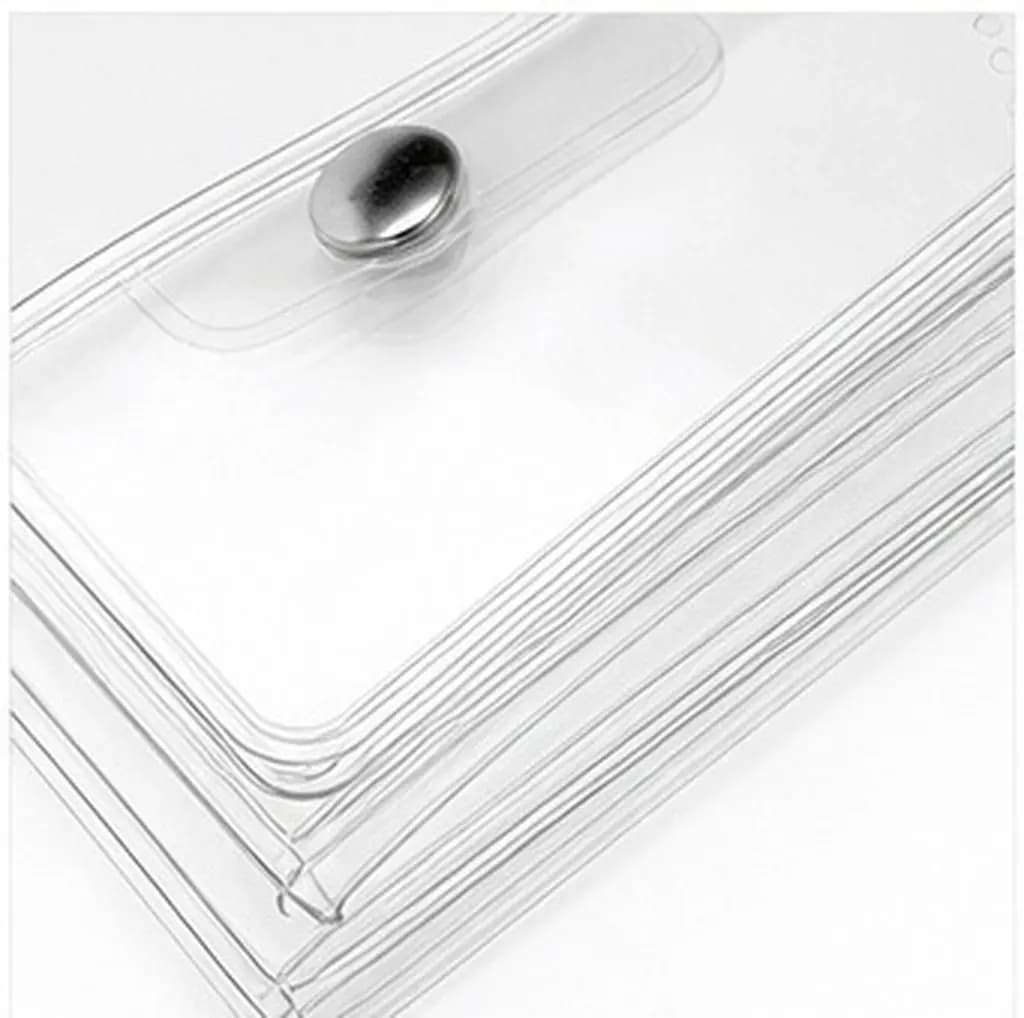 1Set Transparent A7 Mini Binder Planner Pocket Size Snap Button PVC Cover Refillable Loose Leaf Notebook with Inner Pockets