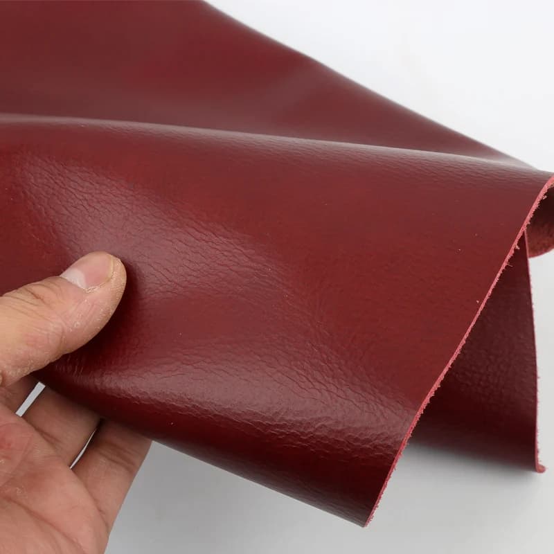 Strato superiore in pelle cerata a olio con tessuto semplice rosso vino, tutta pelle bovina fatta a mano in pelle per divano fai da te, vera pelle rossa scuro