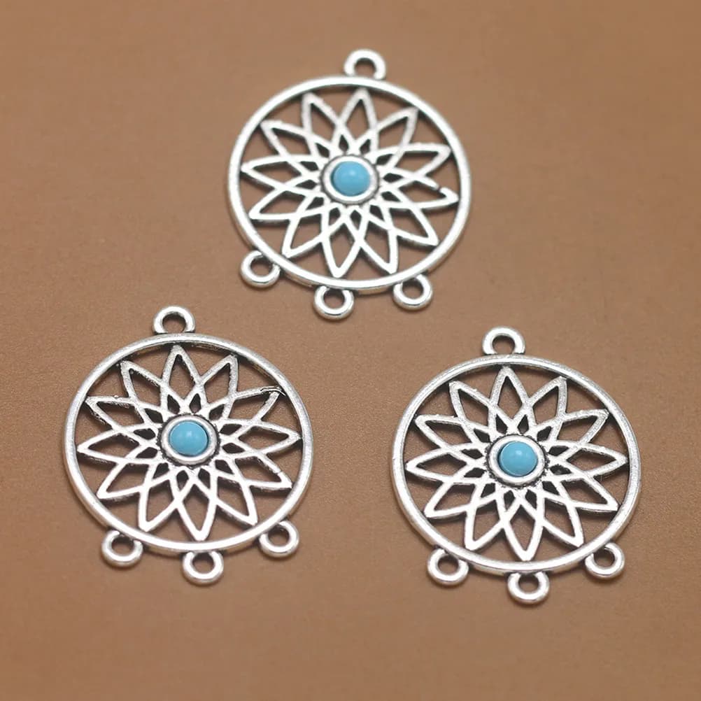 20Pcs Turquoise Alloy Dreamcatcher Pendant Charms for DIY Necklace Bracelet Jewelry Making Gifts