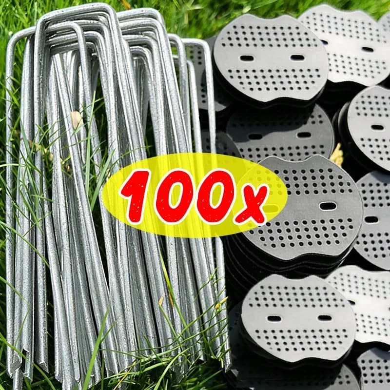 Picchetti a U in metallo zincato con cuscinetti per recinzioni, paletti da giardino per fissaggio prati, barriere e fissaggio a terra