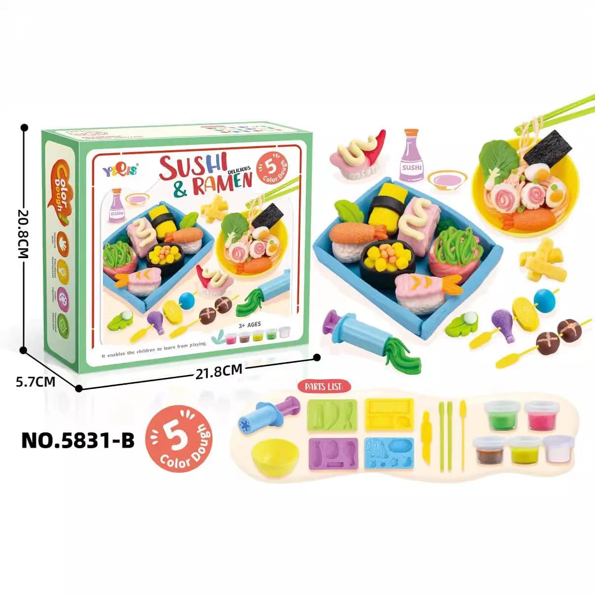 Set Gioco Non Tossico con Pasta Colorata per Sushi e Ramen, Giocattolo Educativo per Bambini dai 3 Anni in Su