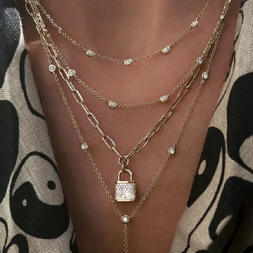 925 argento 41 5cm collana con ciondolo a forma di amante della catena collana con catena a maglie con lucchetto Steampunk Collier migliore regalo di gioielli per coppie