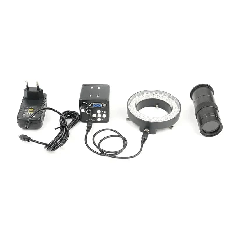 Videocamera per microscopio industriale 1080P VGA elettronica digitale + obiettivo con attacco C + luce LED regolabile 100X per saldatura PCB del telefono