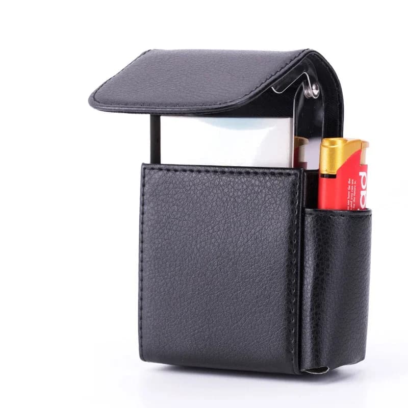 Custodia per sigarette portatile in pelle PU Custodia per accendisigari a gas Scatola Tasca in vita Borsa da cintura Accessori per fumatori Gadget per uomo
