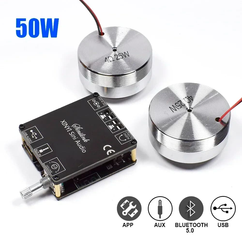 Audio speaker with portable stereo vibration 2 * 25W with Class D Bluetooth 5.0 50W HIFI System DIY Home Theater