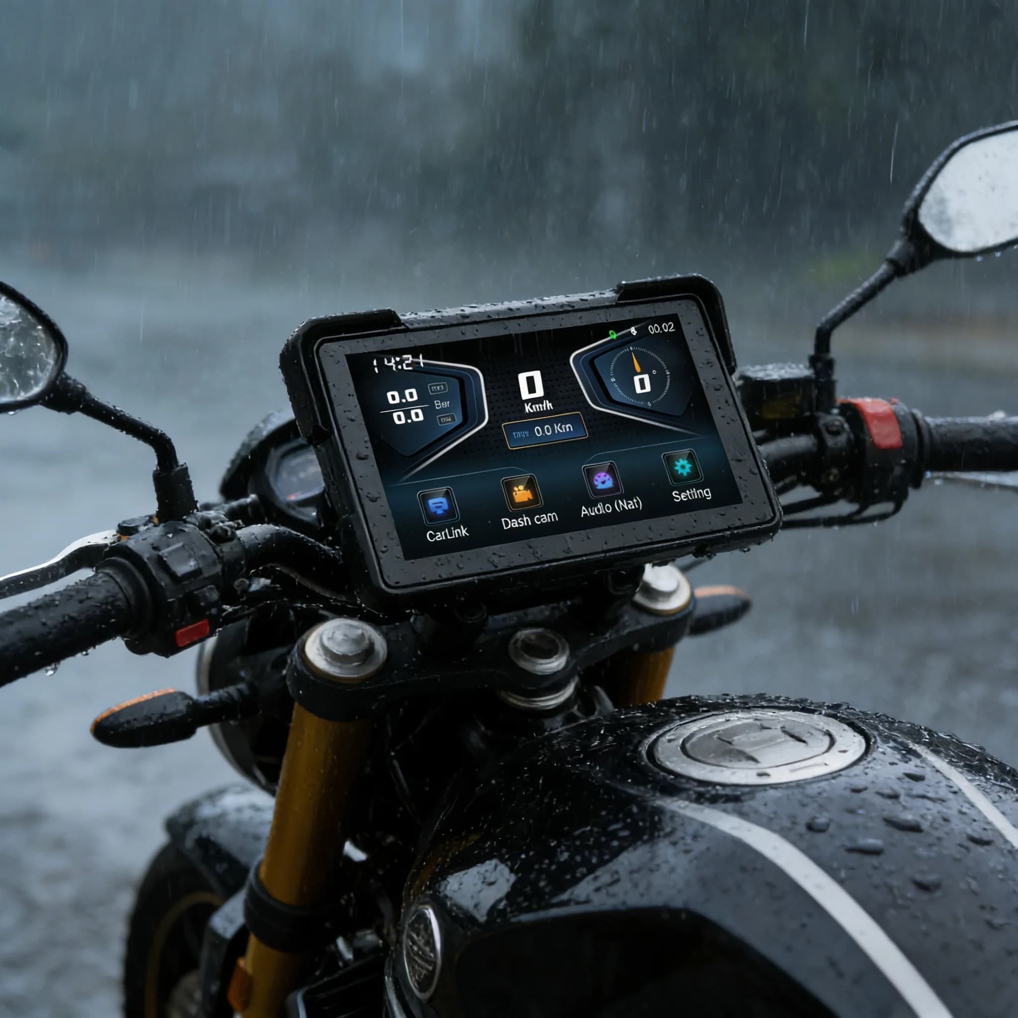 IP67 Waterproof Motorcycle Navigation 7' Display with Wireless CarPlay Android Auto TPMS BSD Dash Cam for All Motorcycles