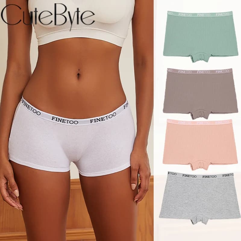 Boxer in cotone da donna senza cuciture Intimo Pantaloncini in seta di ghiaccio Tinta unita Pantaloncini morbidi da donna Taglie forti M/L/XL