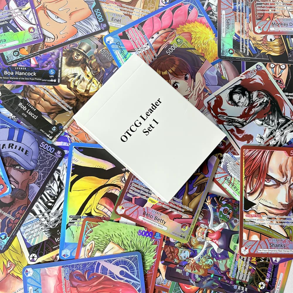 55PCS OTCG Leader Set 1 Anime One Piece Rufy/Zoro/Sanji/Nami Shining PTCG Gioco di trading OPCG Raccogliere regalo Carte proxy inglesi