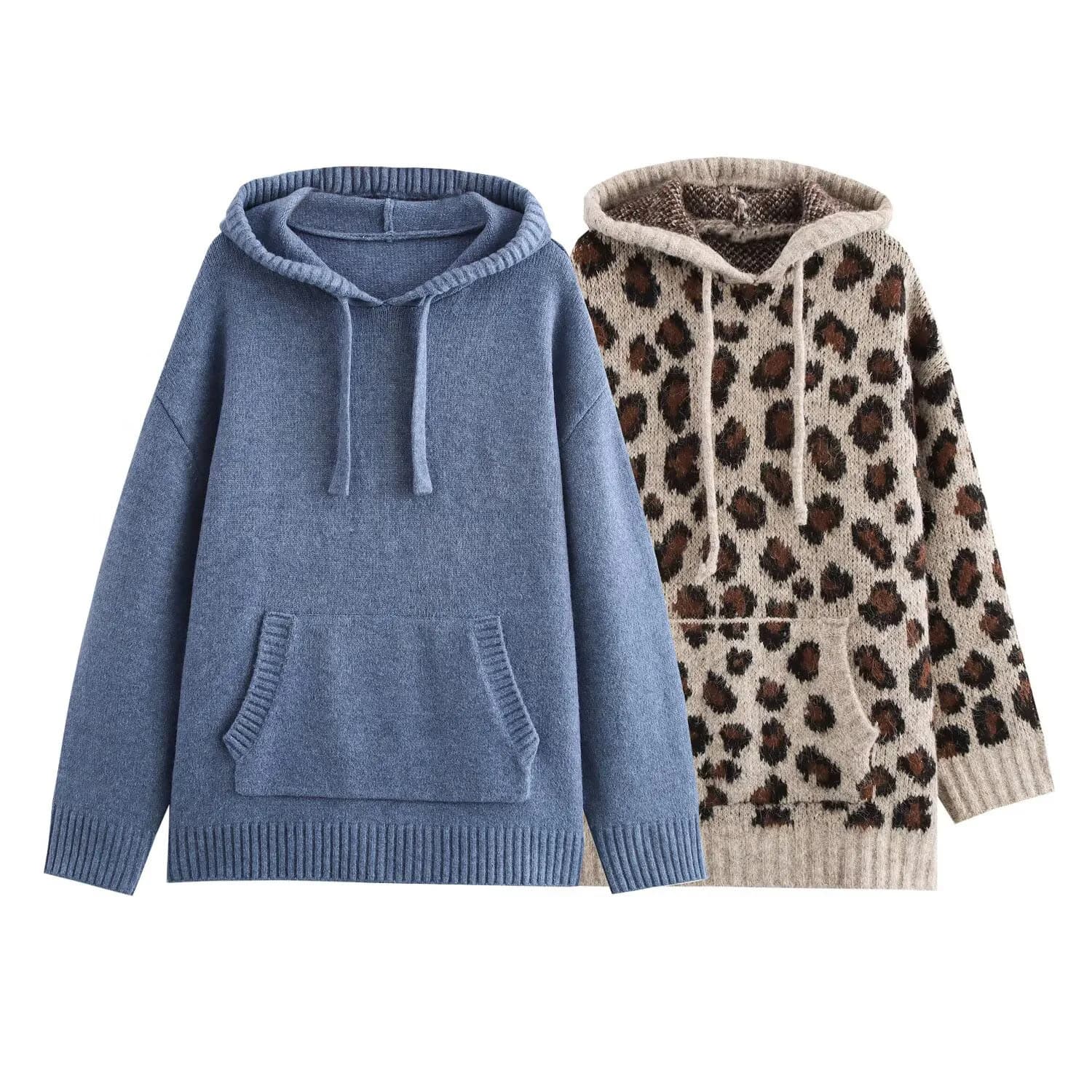Maglione semplice e versatile a maniche lunghe lavorato a maglia con cappuccio allentato casual stile pigro invernale in stile europeo e americano