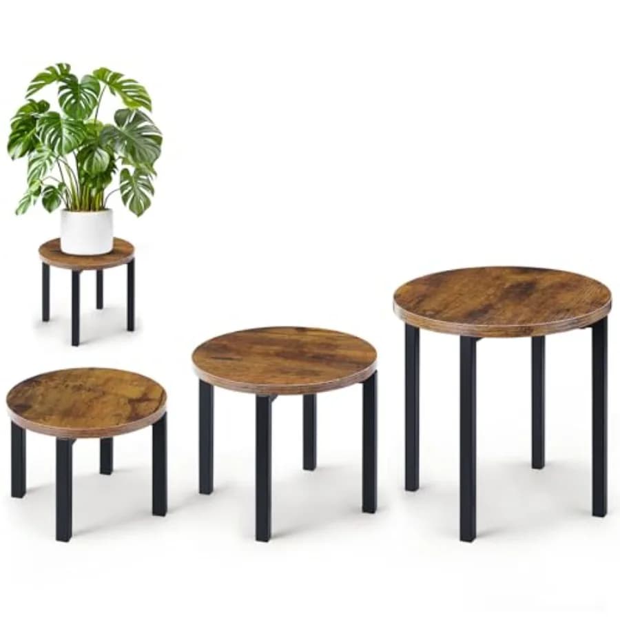 Set of 3 Supports for Indoor Plants, Exhibitive Shelves for Flowers, Robust Supports for Multiple Plant Vases, Suitable for Stays and Balconies