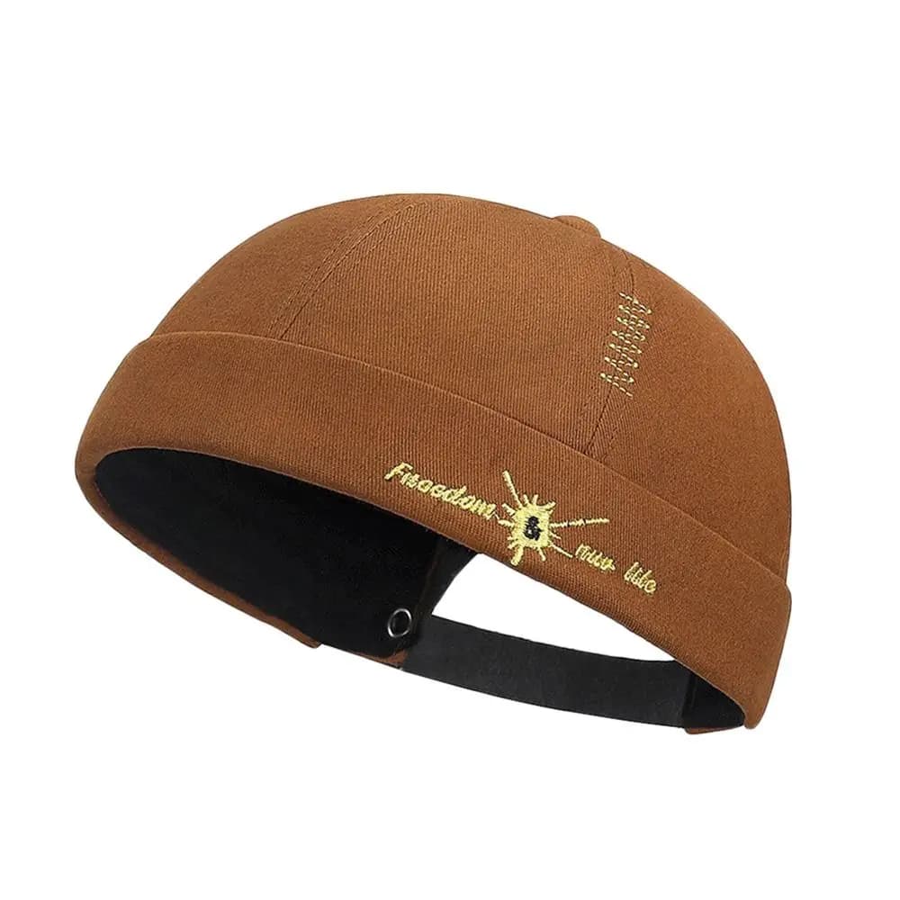 Berretto Hip Hop alla Moda, Cappello Streetwear in Cotone con Ricamo a Lettere, Berretto Docker Senza Visiera Regolabile Tinta Unita per Esterni