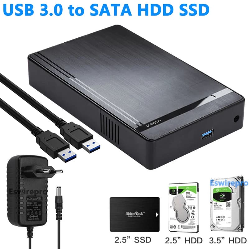 SATA a USB 3.0 Per Adattatore HDD SSD da 2,5/3,5 pollici Custodia per disco rigido esterno Scatola per disco SSD Custodia per disco rigido esterno HDD