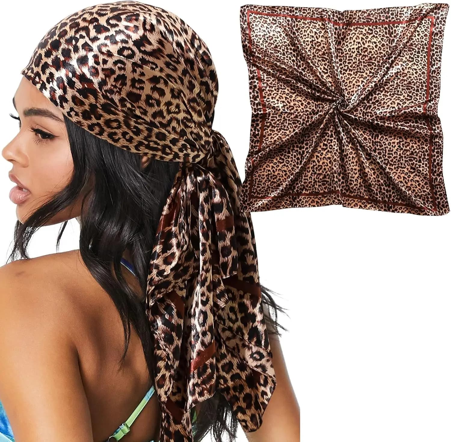 Foulard Grande in Raso da 35 Pollici per Donna, Sciarpa per Capelli in Seta, Bandana Monocolore per Avvolgere i Capelli di Notte e Dormire