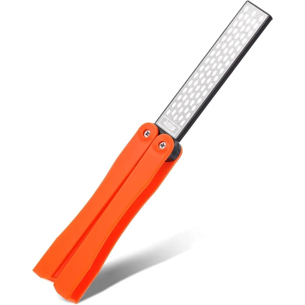 Affilacoltelli a Doppia Faccia 400/600 Grits, Pietra Diamantata per Affilatura, Strumento Portatile Tascabile per Cucina, Esterni e Giardino (Affilatura Fine/Grossa)