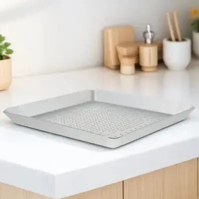 1 Pezzo Teglia per Pizza Forata Argento con Superficie Antiaderente, Vassoio da Forno per Pizza, Pancake, Torte, Uso Familiare