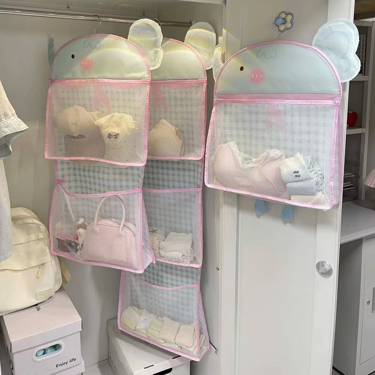 Cartoon Cute Storage Hanging Bag Large Capacity Underwear Socks Bra Storage Bag Dormitory Home Multi-layer Hanging Mesh Bag Gift
