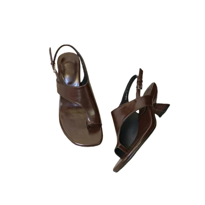 Black Heels Sandals Fashion Shoes For Woman 2026 Brown Thong 7cm Bizarre Heeled Summer Shoes Comfort Ladies Sandals