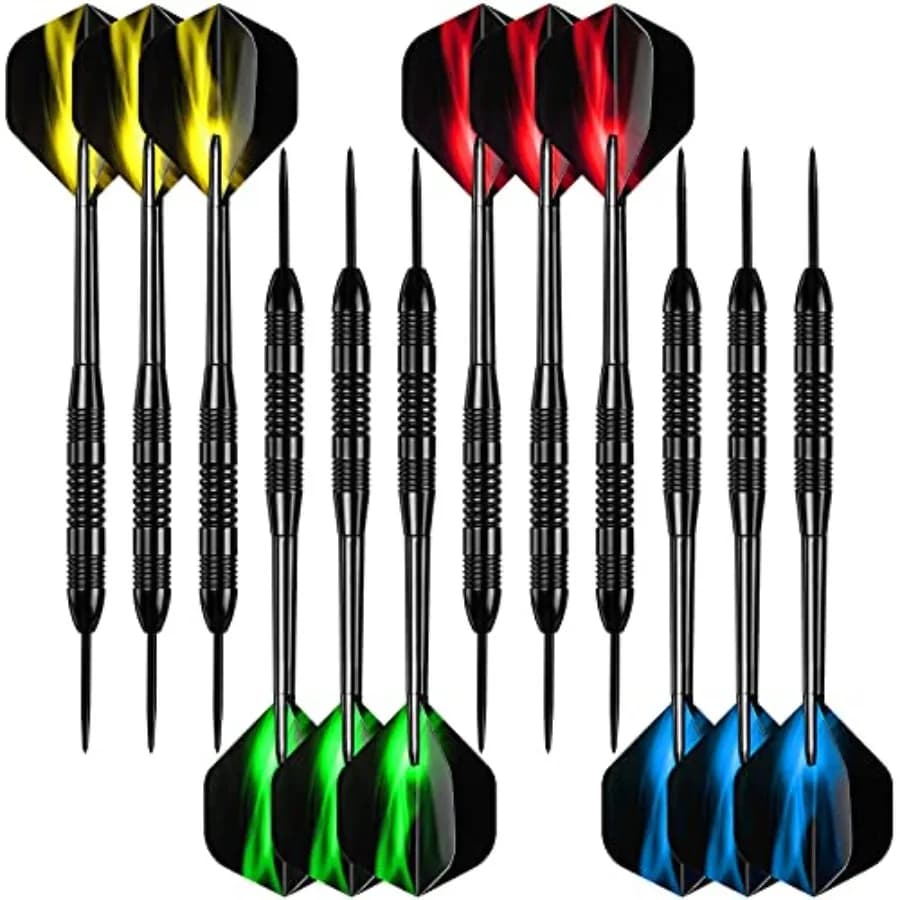 Set di freccette con punta in metallo, confezione da 12 freccette con punta in acciaio, set di freccette professionali in metallo da 24 grammi