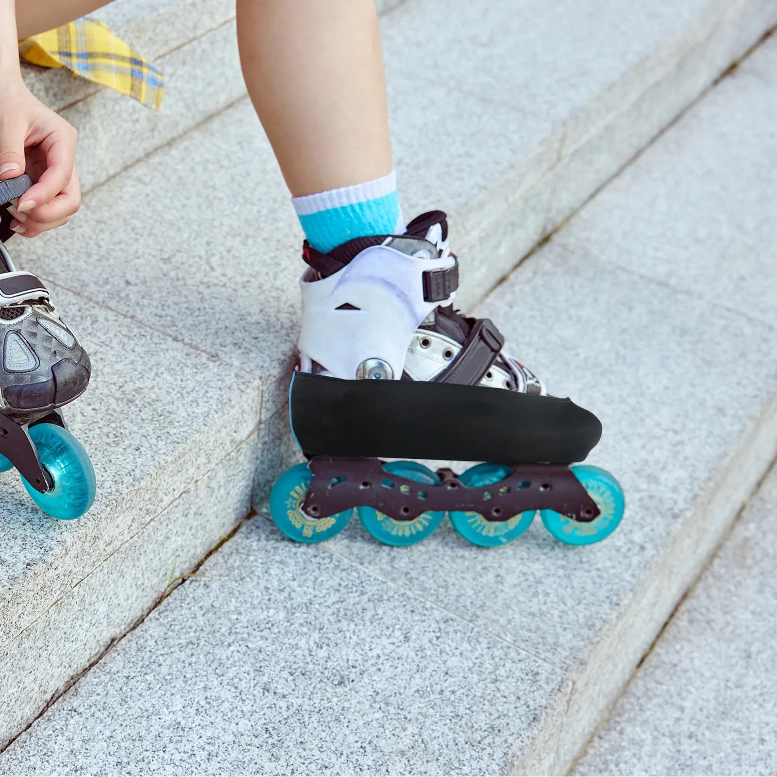 2 Pezzi Copriscarpe Elastici per Pattini, Protezione Resistente all'Usura per Pattinaggio su Ghiaccio e Hockey, Copriscarpe Portatili
