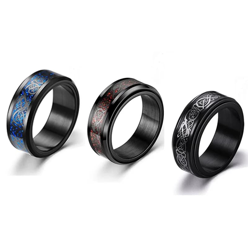 Anello Girevole in Acciaio Inossidabile con Drago Celtico, Gioiello Antistress da Dito, Anelli da Uomo per Feste, Accessori Personalizzati