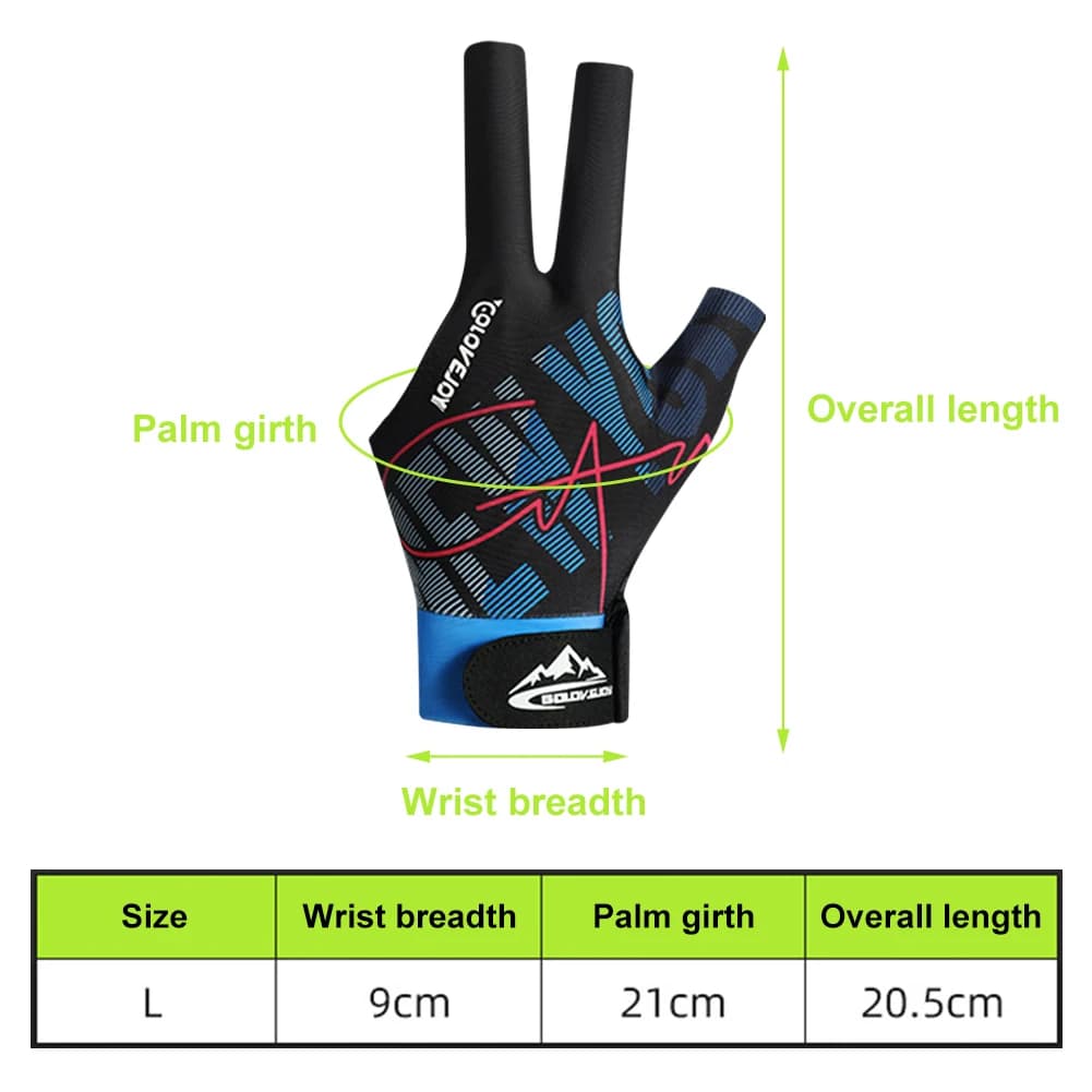 Guanto da biliardo traspirante guanti da biliardo a tre dita Snooker mano sinistra destra maglia elastica antiscivolo biliardo Fitness
