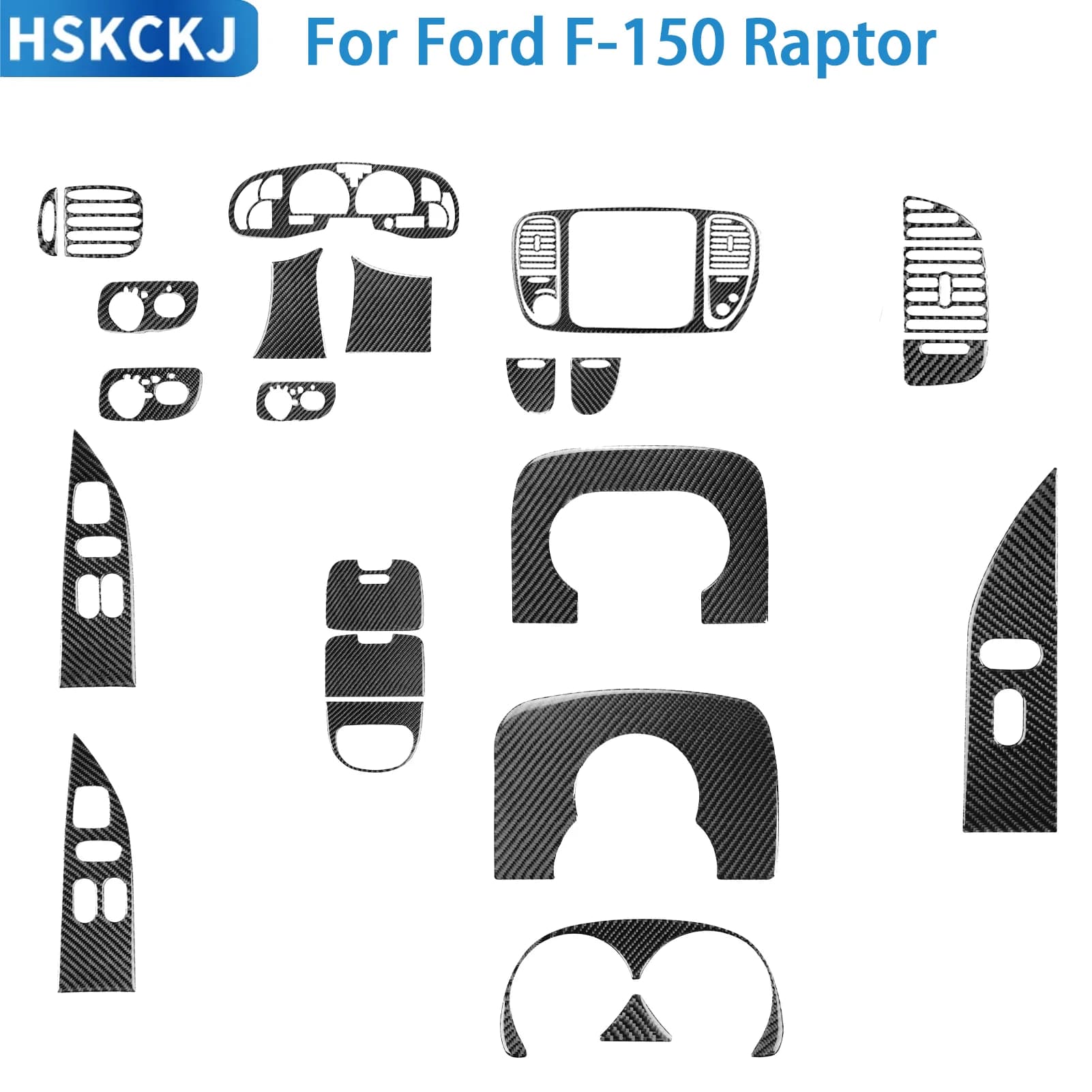 Per Ford F-150 Raptor 1997-2004: Adesivi in Fibra di Carbonio per Pannello Interruttori Fari e Bocchette Aria Condizionata, Accessori Interni Auto