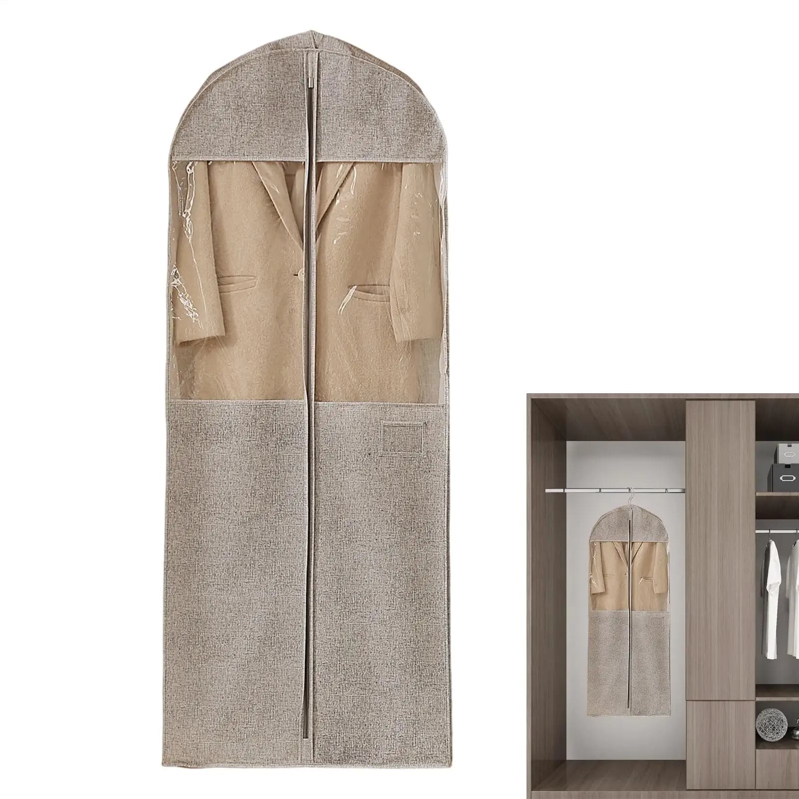 Garment Bag Breathable Dresses Coats Storage With Clear Window Garment Bag Travel For Coats Jackets Shirts Laundry Packing