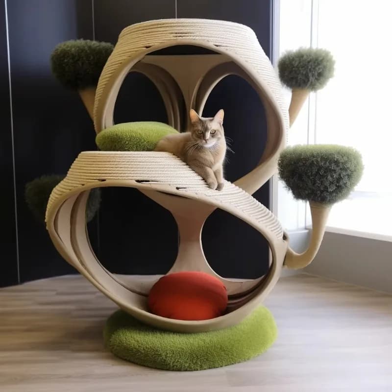 Nuovo Design 2024: Bellissimo Tiragraffi per Gatti con Alberi e Cucce