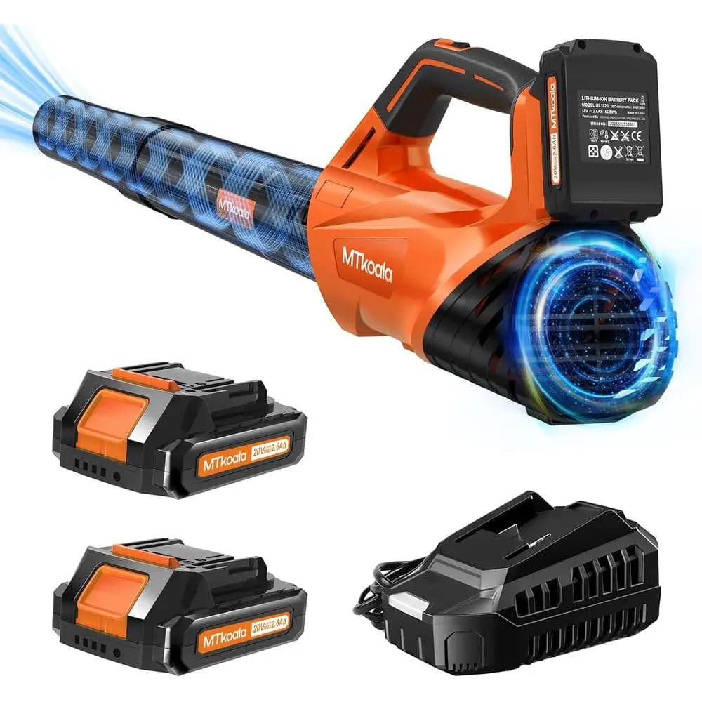 2025 Upgrade Leaf Blower, Leaf Blower Cordless with 2 * 2.6AH Batteries and Fast Charger, 450CFM &150MPH and 2 Speed Mode, Light