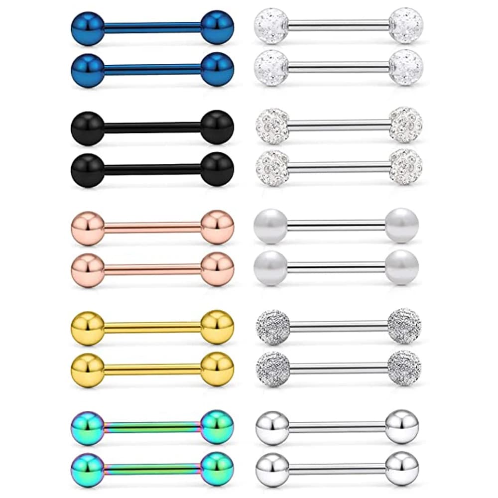 14G anelli per lingua anelli per capezzoli anello per capezzolo con bilanciere in acciaio chirurgico gioielli per Piercing per il corpo per donna uomo 12MM 14MM 16MM 18MM Bar Leng