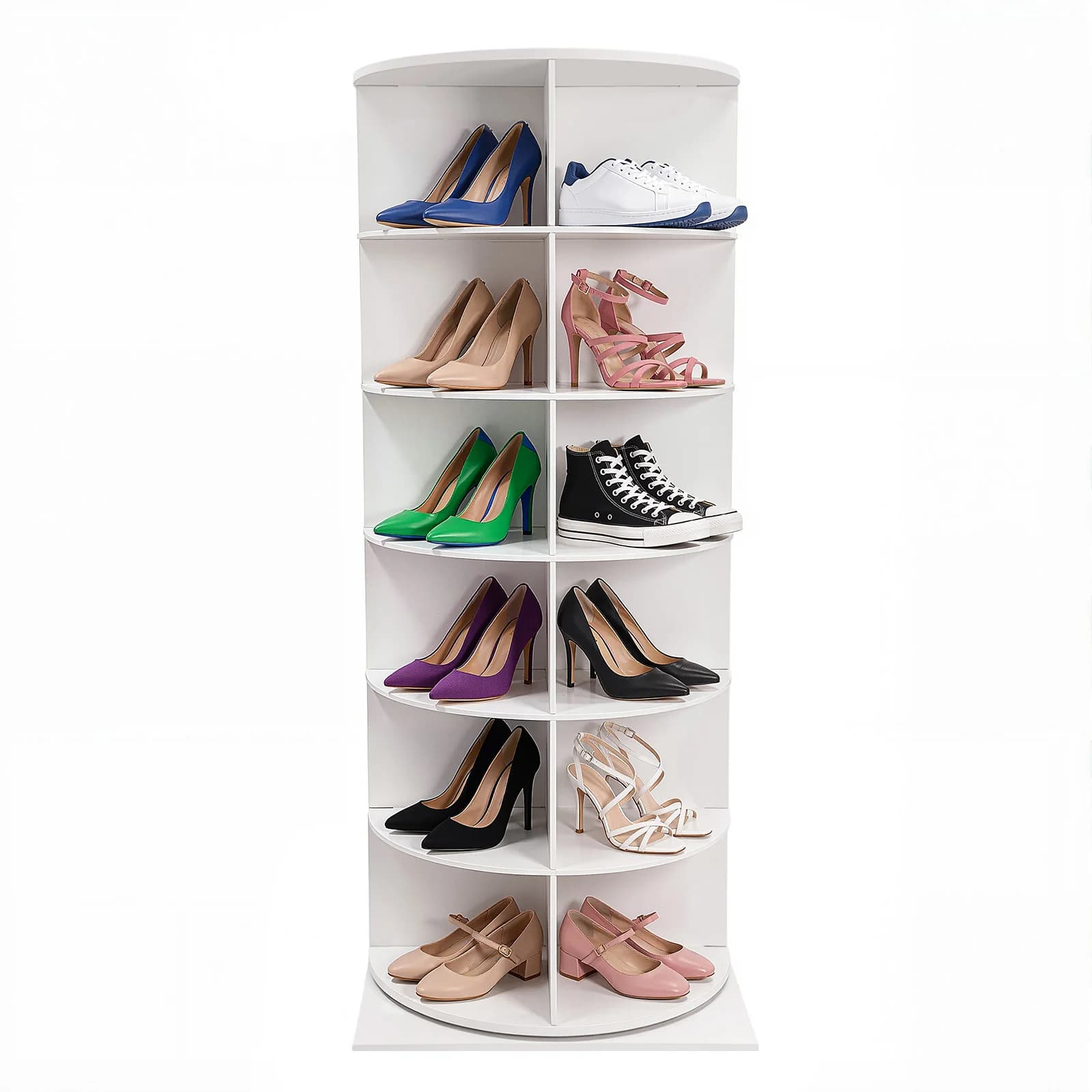 360° Rotating Shoe Rack 6-Tier 24 Pairs, Large Capacity Corner Floor Standing Shoe Organizer for Entryway Living Room