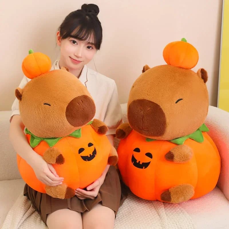 Peluche di Capibara Creativo e Divertente per Halloween, 25-60cm, Cuscino a Forma di Zucca, Giocattolo Decorativo per Bambini e Bambine