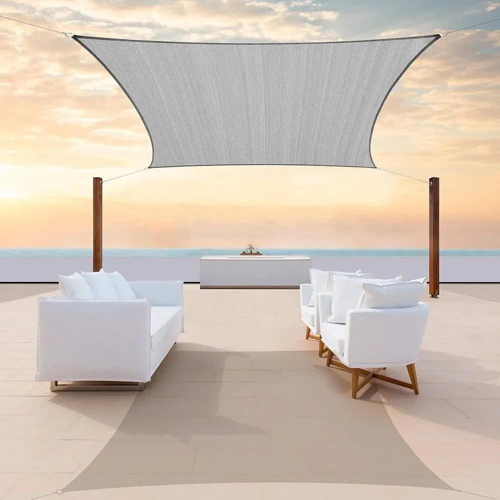 11' x 19' Grey UV Block Sun Shade Sail, Heavy Duty, 190 GSM, 3-Year Commercial Grade