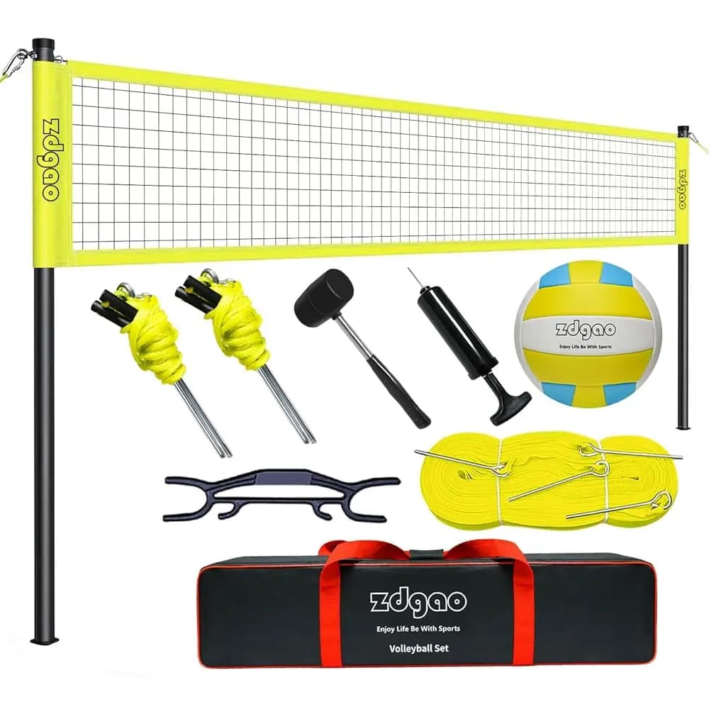 Rete da Pallavolo per Esterni - Set Portatile da Giardino con Rete Professionale, Pallone da Pallavolo in Filato Intrecciato e Pompa