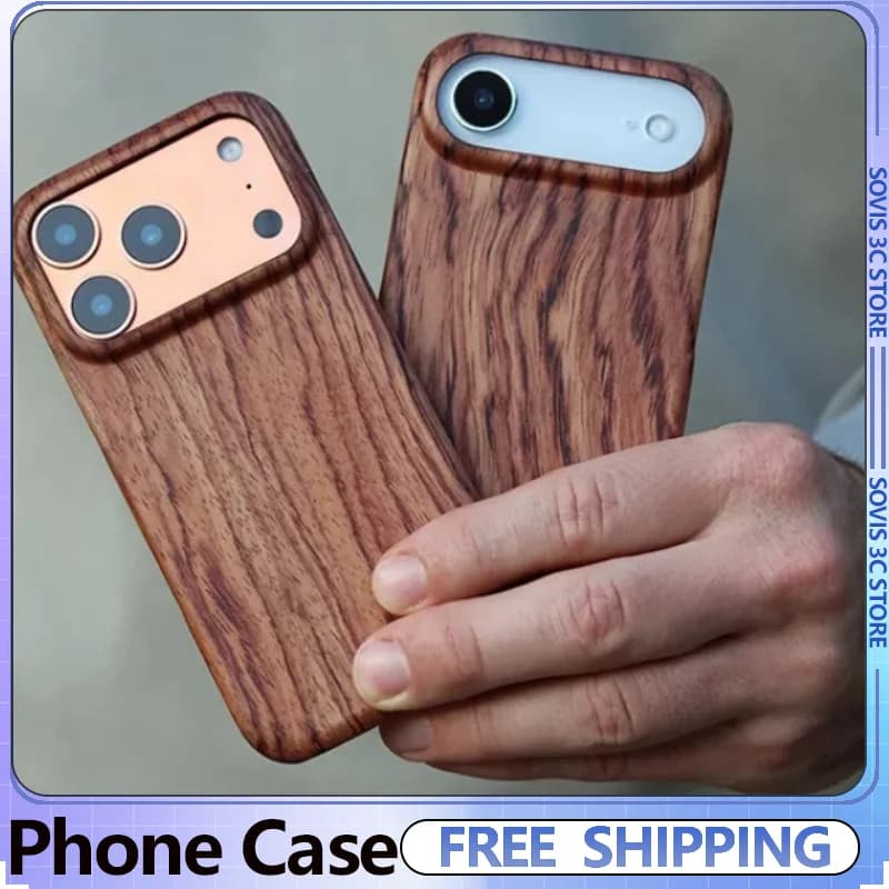 Solid walnut wood Phone Case Magnetic Anti-drop phone cover Customization Case for iPhone Air/iphone 17pro max DIY Gifts