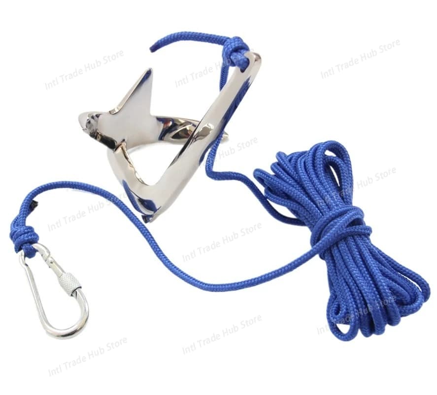 Per accessori di ancoraggio per kayak per ancoraggio per barche stile Bruce con ancoraggio per artiglio in acciaio inossidabile con corda da 5 m per canoe, kayak, gommoni