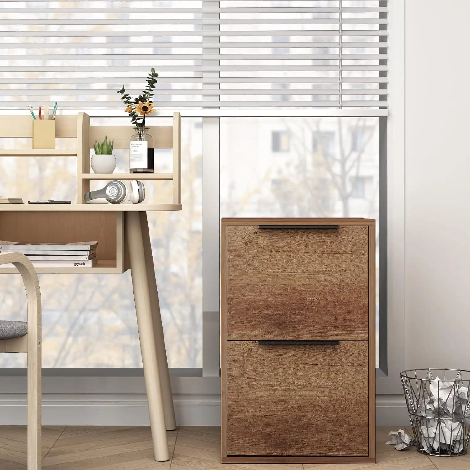 Armadietti Portadocumenti a 2 Cassetti, Mobile in Legno per Ufficio Domestico, Contenitori per Cartelle Formato Letter, Personalizzabili